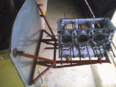 Engine mount with block mocked up to measure dimensions CorvairTrialFitTop.jpg